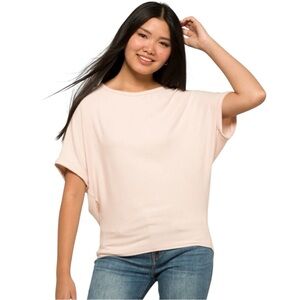 NWT Michael Stars Verna Dolman Sleeve Knit Top in Light Pink Size Small